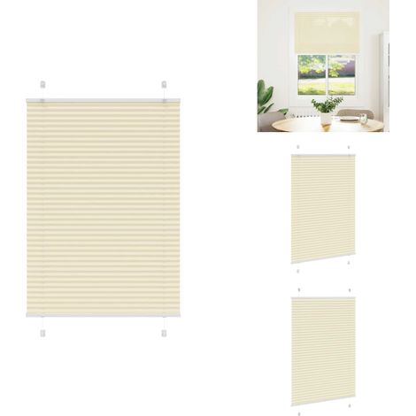 Store plissé crème 100x100 cm largeur du tissu 99,4cm polyester - Store Plissé - Stores Plissés - Store Plissé De Fenêtre - Plisse Aveugle (1/5)