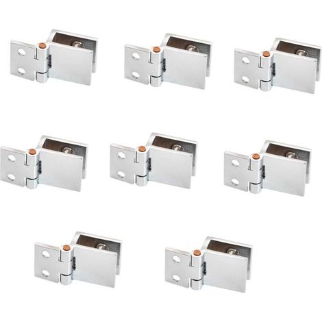 Set mit 8 Glastürscharnieren – 5 mm – 8 mm – verstellbar – einfache Klemme für Schränke – Glastürscharniere – Wandmontage
