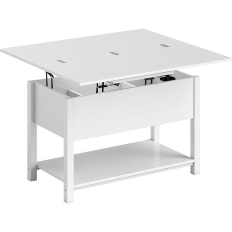 Table basse relevable extensible DEBAR effet bois blanc (1/5)