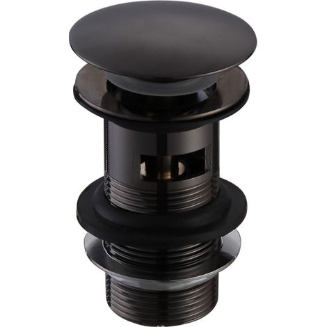 Matt Black Slotted Sprung Basin Waste Sink Plug Click Clack Pop Up Clicker