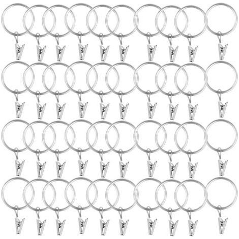 FENOPLASTICAPince pour Rideaux 40 Pièces, Pince à Rideaux, Attache Rideau Pince, Pince a Rideaux, Anneaux pour Rideaux, Métal antirouille Acier Inoxydable Métal Anneaux Clip Rideau pour Rideau (1/5)