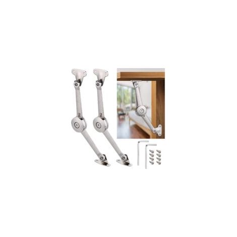 Deckelscharniere mit Soft-Close-Funktion, inklusive Schrauben und Inbusschlüssel, Oberfläche in Satin-Nickel, Tragkraft 18 kg, Deckelstütze – Crezuo