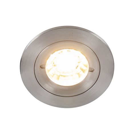 QAZQA + Moderno Foco empotrable inteligente acero redondo IP44 con WiFi GU10 - Xena Aluminio Redonda Adecuado para LED Max. 1 x 5 Watt (1/5)