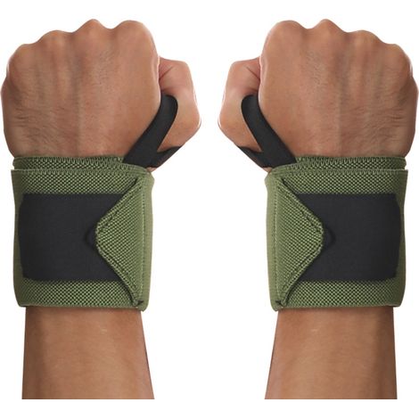 Bracelets de musculation robustes pour poignets - Renforts antidérapants pour une meilleure stabilité du poignet, parfaits pour la musculation et les entraînements en salle - verts (1/3)