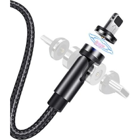 Usams Magnetkabel U59 Lightning 2.1A Schnellladekabel 1m geflochten schwarz/schwarz SJ472USB01 (US-SJ472) verstellbarer Winkel (1/5)