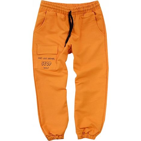 Sportliche gelbe Trainingshose für Jungen mit Tasche, Größe 5/6, J54U