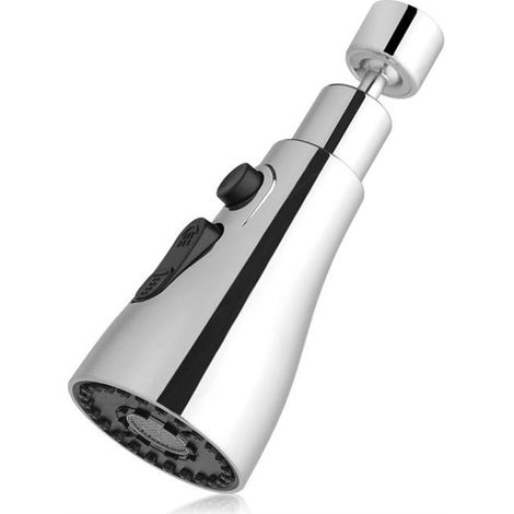 Douchette Evier Cuisine Robinet 360 Degres 3 Modes Embout Avec Aerateur Mitigeur Evier Tete De Robinet Rotative, Adaptateur Robinet Universal (Chrome) (1/5)