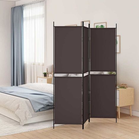 vidaXL Biombo divisor de 3 paneles de tela marrón 150x200 cm (1/5)