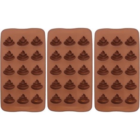 Set mit 3 Silikonformen in Kackhaufenform (15 Teile), Eiswürfel- und Dessertformen. – Kaffee (1/4)