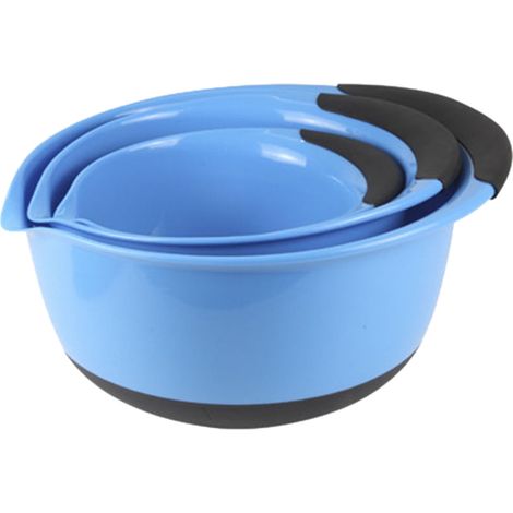 Salad Bowl - Plastic Mixing Bowl Set - For Egg Beating Washing Vegetables And Fruits - European Design - 3 Pieces (1/4)