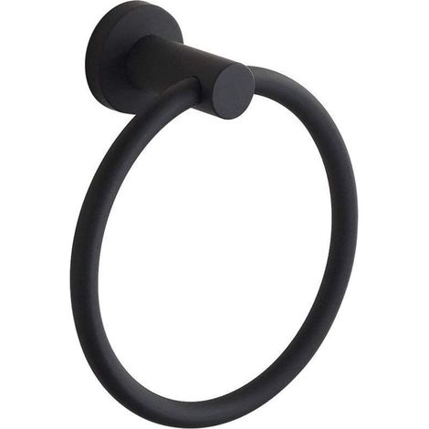 Lntyq Porte-Serviettes, Anneau Porte Serviettes Mural Givré Noir en Acier Inoxydable 304, Porte Serviette Rond pour Salle de Bain, Cuisine (Noir)
