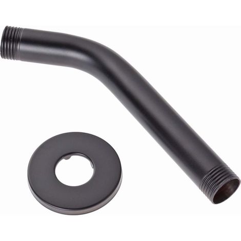 Support de plafond pour bras de douche SOLUSTRE en acier inoxydable noir, résistant aux minéraux et aux impuretés, circulaire et dissimulé (1/5)