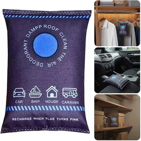 【BQ】Sac déshumidificateur, absorbeur d'humidité professionnel pour l'intérieur de voiture, protège contre les dégâts d'humidité, sac absorbant l'humidité pour la maison et le placard (1/5)