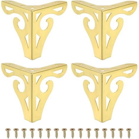 10 cm Pieds De Meuble Évidés, Lot De 4 Pieds De Canapé Modernes en Métal Triangle pour Remplacer Les Pieds Armoire Commode Table Chaise Pouf Bibliothèque Garde-Robe, Or (1/4)