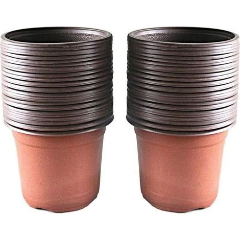 Lot de 100 pots en plastique pour semis et plantes, 10 cm, souples et déformables, résistants à la casse. (1/5)