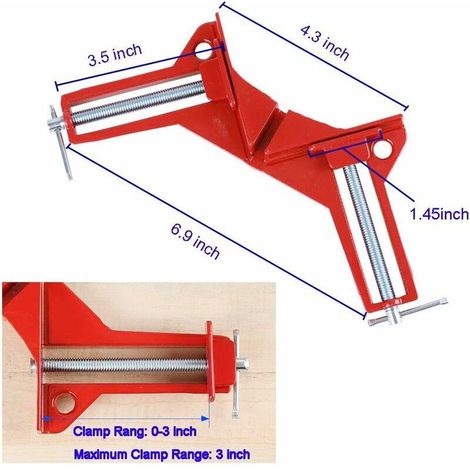 Pince à Angle Droit à 90 Degrés pour le Travail Du Bois, 4Pcs Presses d'angles Ensemble Machoire Etau Reglable à Bois, Serre Joint Angle Pour Cadre Photo Wedge Menuiserie Soudure (1/4)