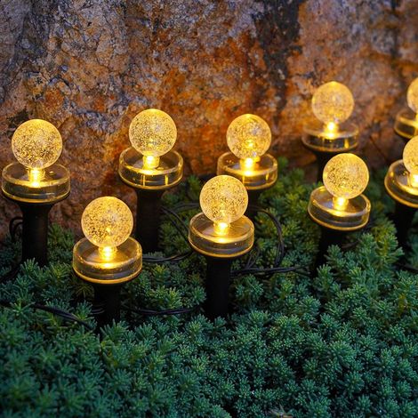 Lot de lampes solaires extérieures – 20 LED blanc chaud, globe lumineux, étanche – Décoration pour arbre, jardin, camping, fête et clôture