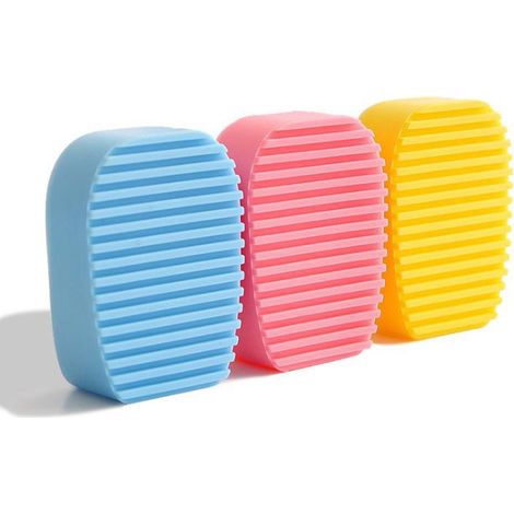 Lot de 3 mini planches à laver créatives en silicone, coloris bleu et rose, lavage à la main, outil portable et pratique (1/5)