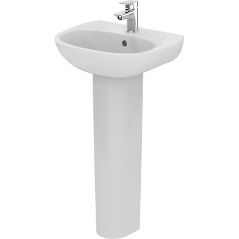 Ideal Standard Tesi Cloakroom Basin and Full Pedestal 450mm Wide 1 Tap Hole (1/5)