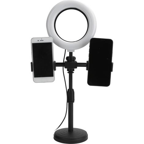 Support de téléphone avec 2 pinces et lumière annuelle LED 6 pouces pour streaming en direct (1/5)