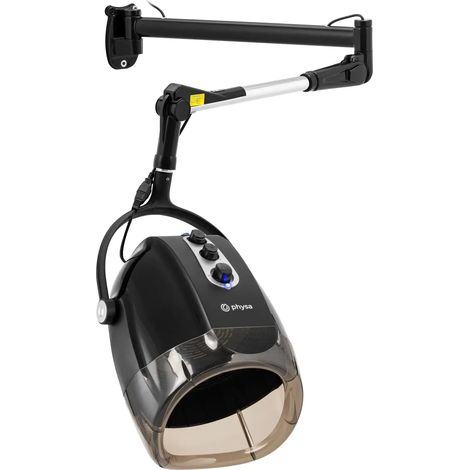 Casco asciugacapelli da parete con funzione ionica 1000 watt 70°C plastica nera e acciaio 140008555