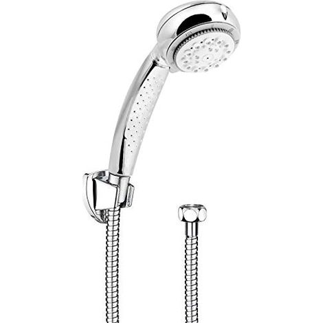 Set Doccia a 8 Getti con Flessibile e Attacco per Muro, Funzione Anti-Calcare, Diametro 8 cm, Attacco 1/2", Cromato Lucido (1/4)