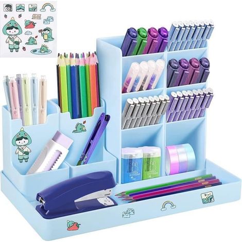 Porte Stylo Bureau,Organisateur de bureau enfant,Organisateur de Stylo, Multifonctionnel Rangement Bureau Organisateur Crayon Enfant (1/4)