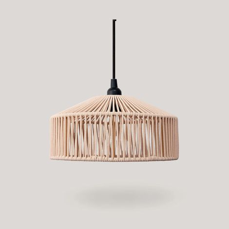 Außenlampe hängend E27 IP54 D: 30 cm rund Natur Seil Lampenschirm Modern Pendelleuchte außen Hängelampe Garten Terrasse (1/5)