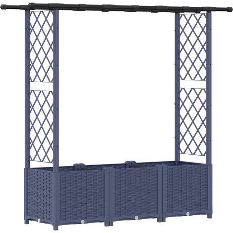 Fioriera da giardino Letto Rialzato con Griglia e Tetto Grigio 162,5 x 40 x 136 cm (1/5)