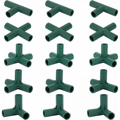16mm Lot de 15 connecteurs de cadre de jardin, 5 types de supports stables pour supports de fleurs et serres (1/5)