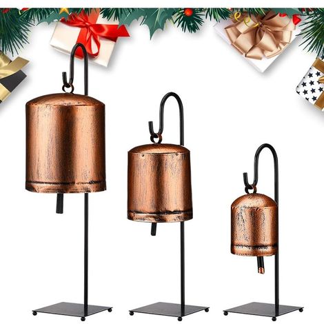 Retro Country Christmas Cow Bells, 3X Metal Christmas Bells for Holiday Décor, Rustic Home Decor Bells for Tree, Mantel, Door or Front Porch, Vintage Farmhouse Christmas Decorations (1/5)