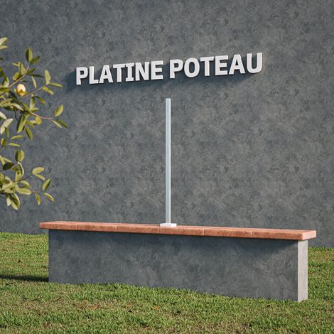 Mon Marché Déco – Platine pour poteau de clôture PVC 100 cm – Acier galvanisé – Fixation sur muret ou sol bétonné – Cache PVC rigide inclus