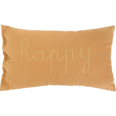 Cuscino rettangolare lili in garza di cotone 50x30cm marrone - Atmosphera créateur d'intérieur (1/3)
