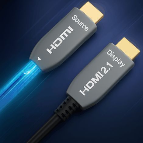 Elfcam - Câble HDMI 8K Fibre Optique 30m (Noir) - Ultra Haute Vitesse 48Gbps, HDMI 2.1, 8K@60Hz, 4K@120Hz, HDR10+, eARC, VRR, HDCP 2.3, Compatible PS5, Xbox, PC, TV OLED, Projecteur 8K