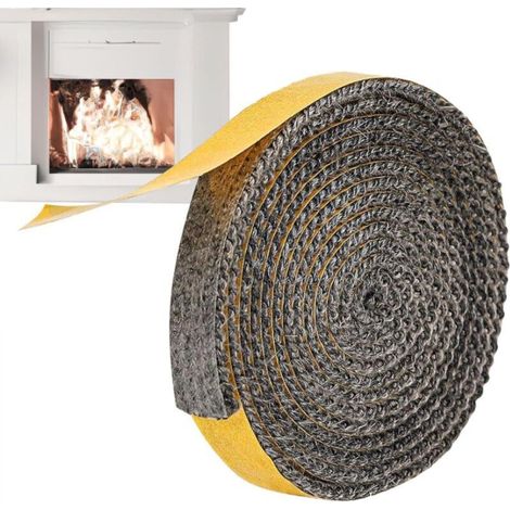 Ruban d'étanchéité pour poêle à bois, rouleau gris 3 mm x 20 mm x 3 m, joint en fibre de verre, joint de porte de poêle à bois, rondelles adhésives. (1/5)