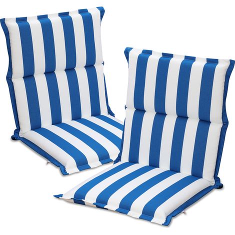 Aoodor Outdoor Chair Cushions, Set of 2 Fade-Resistant Patio Seat Cushions, Fit Patio Dining Chairs, 100x50x6 cm-blue