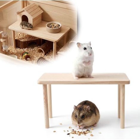 Plateforme en bois pour cage à hamsters, adaptée aux hamsters syriens et nains, gerbilles, souris, octodons et autres petits animaux de compagnie.