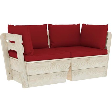 Maison Exclusive - Garten-Palettensofa 2-Sitzer mit Kissen Fichte (1/5)