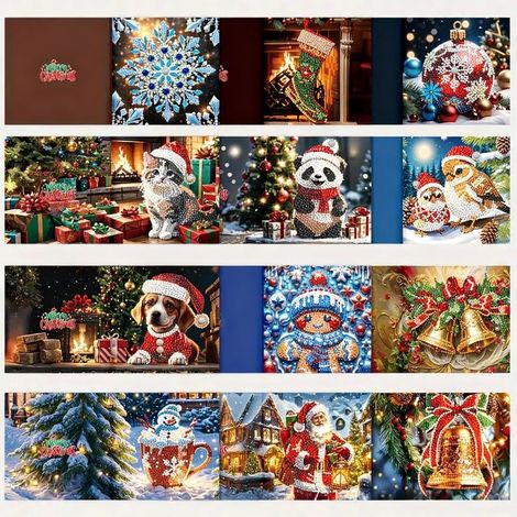 KiKiHong Cartes de Vœux Noël à Broder Diamant,Carte De Noel Avec Enveloppe Carte De Noel Avec Enveloppe (1/5)