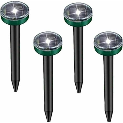RHG Lot de 4 répulsifs solaires à ultrasons pour taupes, répulsifs à ultrasons pour chats, répulsifs solaires pour souris
