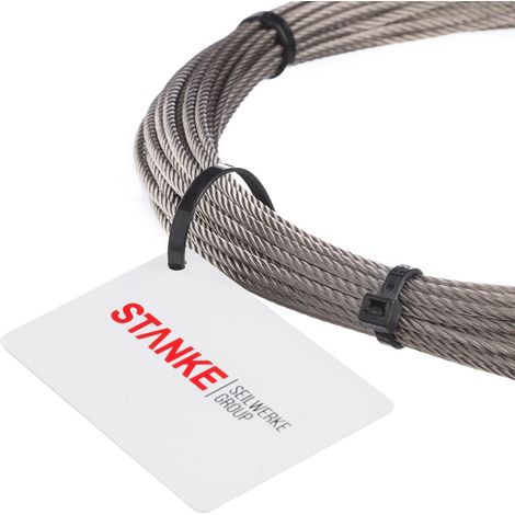 Seilwerk STANKE 20 m Câble d'Acier Acier Inoxydable 4 mm 7x19 Cordage en Acier Inoxydable Inox V4A A4