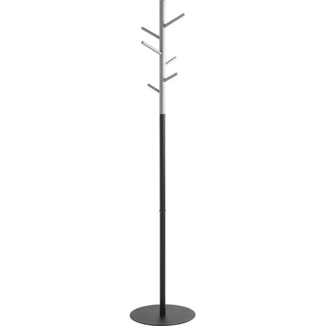 Porte-manteau en bois massif coloris gris mat et métal noir -diamètre 36 x hauteur 175 cm (1/3)