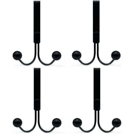 Bathroom coat rack, set of 4 over-the-door hooks suitable for clothes, metal over-the-door hooks, 2 hooks