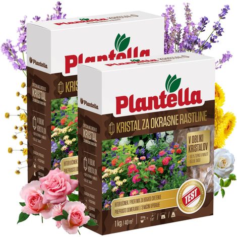 PLANTELLA Dünger für Blühpflanzen, Hecken, Rosen, Lavendelsträucher, 1 kg x 2