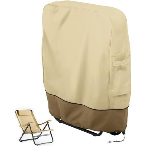 JSSEVN - Garden Chair Cover, Protective Cover for Folding Sun Lounger, Folding Oxford Tarpaulin Garden Sunbed Cover, UV-Resistant, Waterproof, Dustproof (1/5)