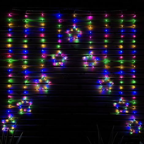 1.2m Multi Colour LED Star Curtain Lights Christmas Decorations (1/5)