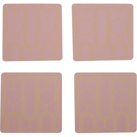 Premier Housewares Placemats And Coaster Square Sets 4 Pink Patterned Table Mats And Coasters Set Contemporary Coasters Durable Textured Coasters w11 x d11 x h1cm (1/4)