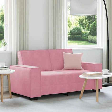 Canapé 2 places velours rose 120 cm, assise confortable et structure robuste (1/5)