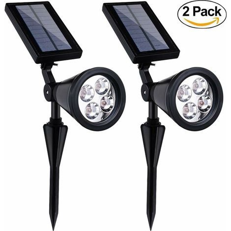 solar-powered garden spotlights, 4 LEDs, single color, bright (1/5)