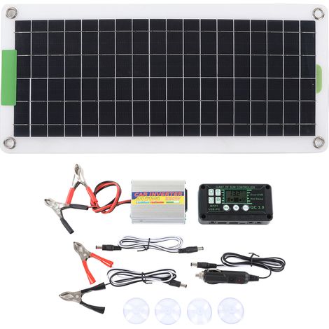 Kit d'onduleur solaire portable haute puissance en silicium monocristallin de 220 W, adapté à la randonnée et au camping, DC12V vers AC220V.
